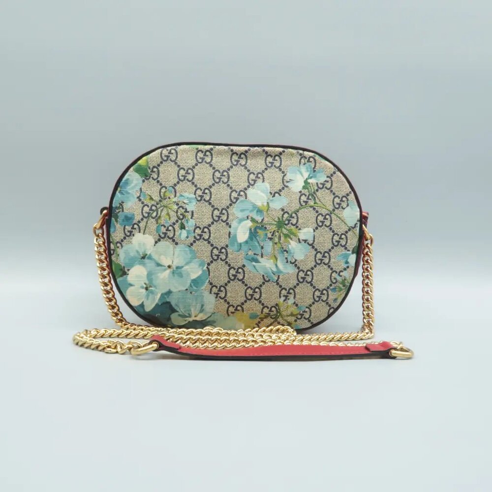 100% Authentic GUCCI Blooms Blue&Red Canvas Shoulder Bag - Picture 2 of 12